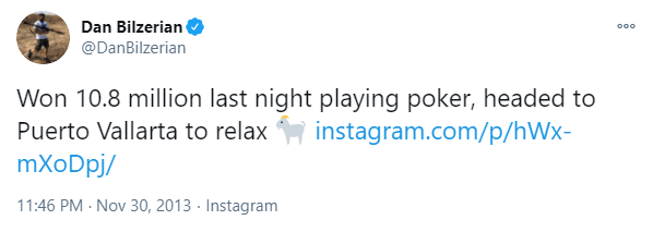 Dan Bilzerian poker winnings claim