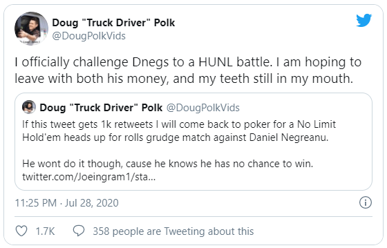 Daniel Negreanu and Doug Polk facing off heads-up