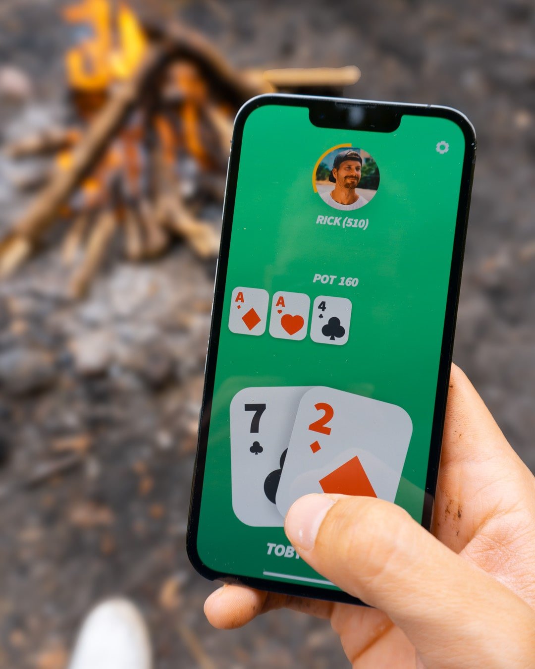 Friends playing digital poker together on their phones