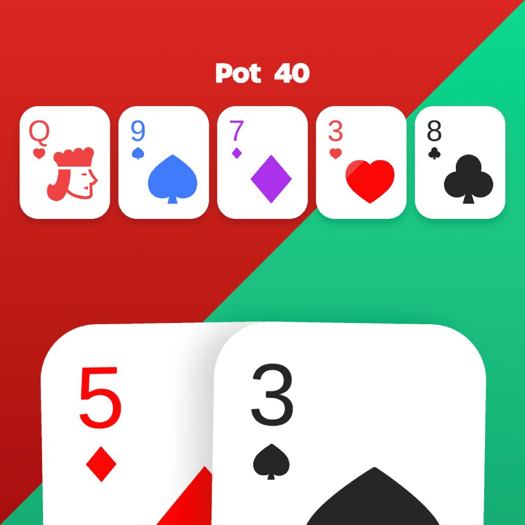 The same EasyPoker hand in two table themes, red and green, each with its own card style