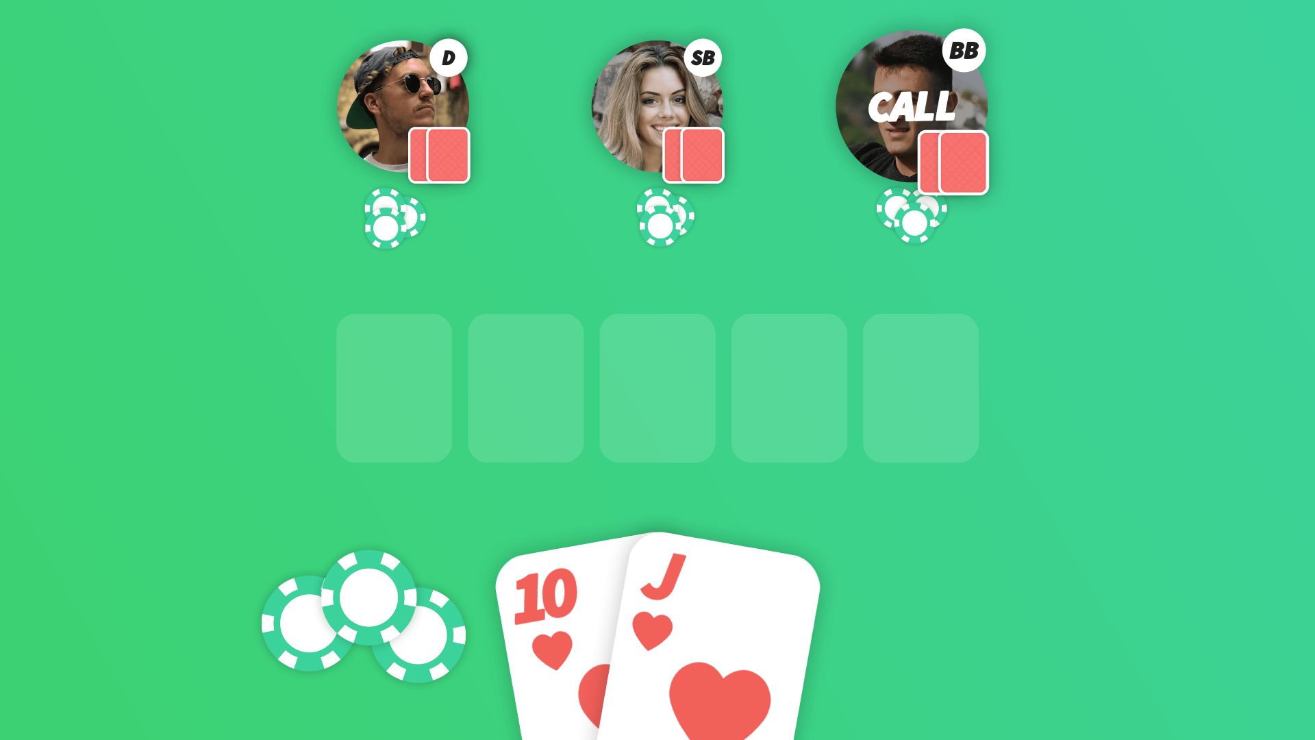 Poker cards illustrating a blocking bet